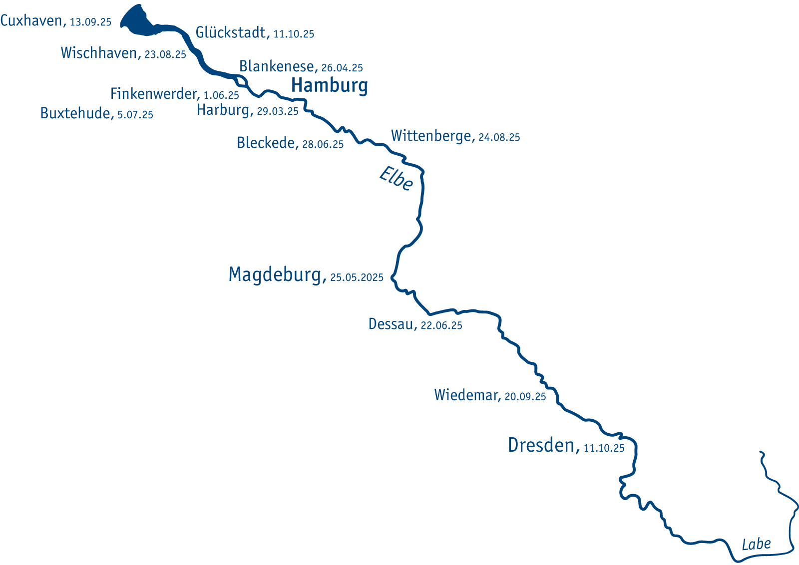 Karte Elbe mit Konzertorten